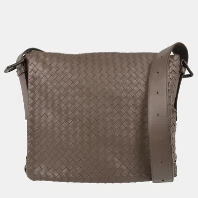 Pre-owned Bottega Veneta Gray Intrecciato Messenger Bag