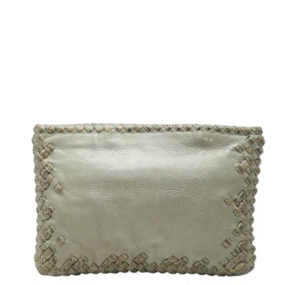 Pre-owned Bottega Veneta Gray Leather Clutch Bag ()