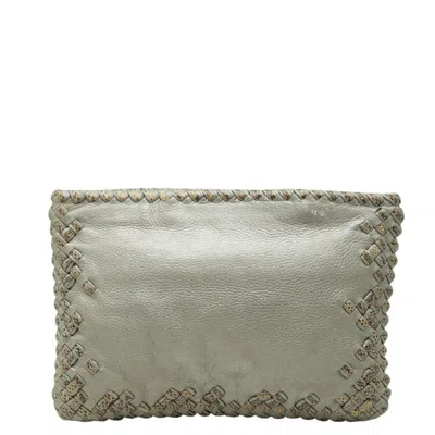 Pre-owned Bottega Veneta Gray Leather Clutch Bag ()