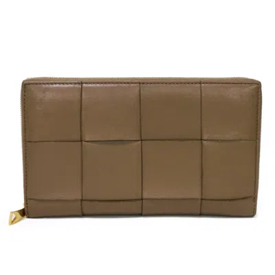Pre-owned Bottega Veneta Gray Leather Long Wallet (bi-fold) ()