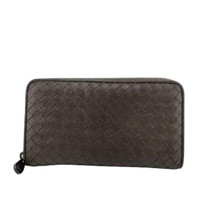 Pre-owned Bottega Veneta Gray Leather Long Wallet (bi-fold) ()