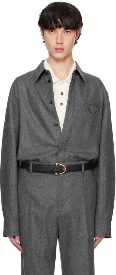 Bottega Veneta Grey Light Wool Flannel Shirt In 1962 Grey Melange