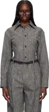 Bottega Veneta Gray Melange Viscose & Silk Shirt In 1276 Brown/grey/whit
