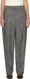 Bottega Veneta Gray Melange Viscose & Silk Trousers In 1276 Brown/grey/whit