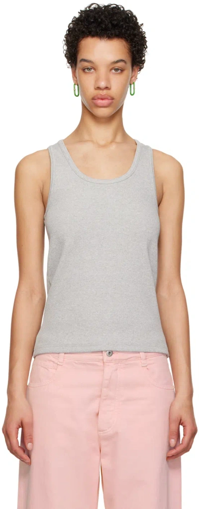 Bottega Veneta Gray Scoop Tank Top In 8531 Light Grey Mela