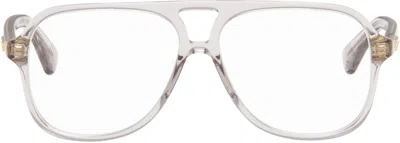 Bottega Veneta Gray Slim Ribbon Glasses In Metallic