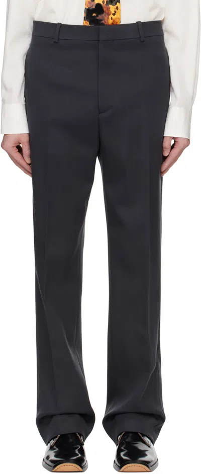 Bottega Veneta Gray Stretch Wool Tricotine Trousers In Shadow