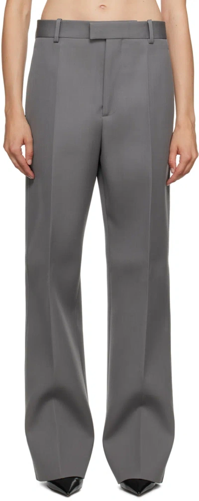Bottega Veneta Gray Wide-leg Trousers In 1209 Cobblestone