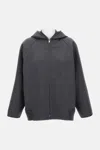 Bottega Veneta Women Double Face Wool Hooded Blouson With Leather Piping In Gray