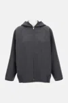 Bottega Veneta Women Double Face Wool Hooded Blouson With Leather Piping In Gray