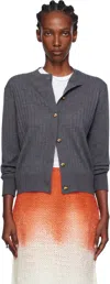 Bottega Veneta Gray Wool Rib Cardigan In Multi