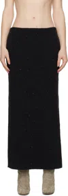 Bottega Veneta Gray Wool Tailored Maxi Skirt In 8813 Onyx-m Brass