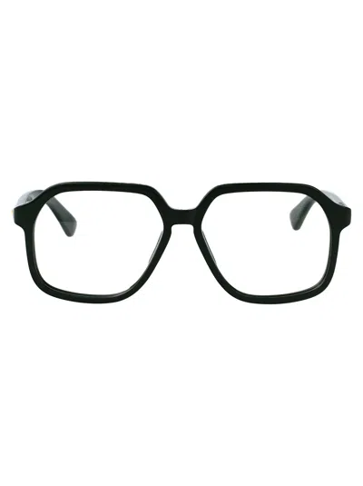 Bottega Veneta Green Acetate Optical Glasses In Gray
