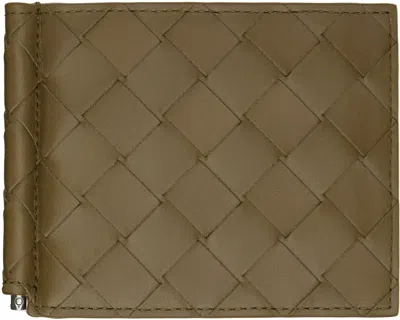 Bottega Veneta Green Bill Clip Wallet In 2877 Mud-silver