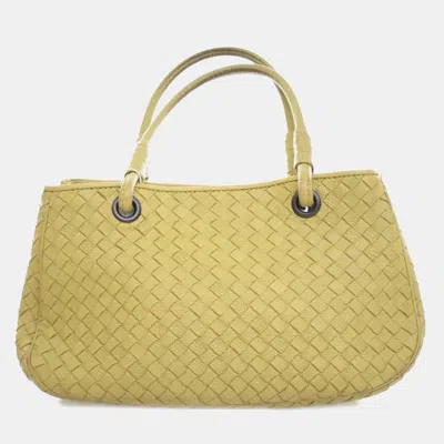 Pre-owned Bottega Veneta Green Calf Leather Mini Intrecciato Tote