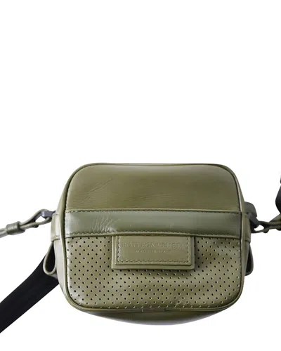 Bottega Veneta Green Calfskin Leather Perforated Crossbody