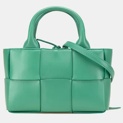 Pre-owned Bottega Veneta Green Candy Lambskin Intreccio Arco Tote