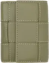 Bottega Veneta Green Cassette Tri-fold Zip Wallet In 2973 Trave-nat/trave