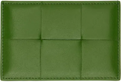 Bottega Veneta Green Credit Card Holder In 3139 Avocadosilver