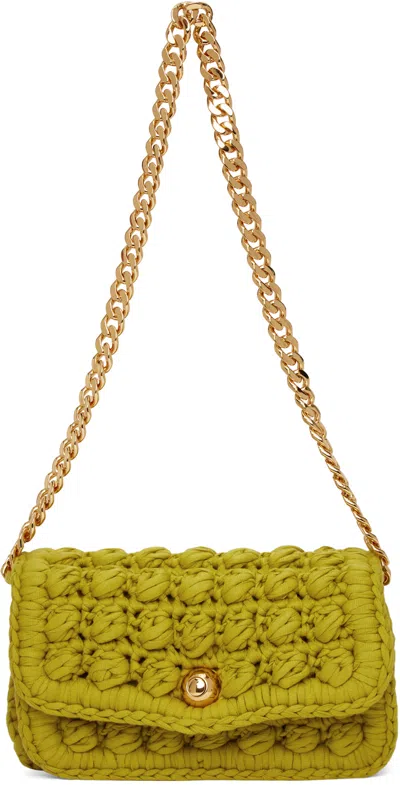 Bottega Veneta Green Crochet Shoulder Bag In 3520 Kiwi