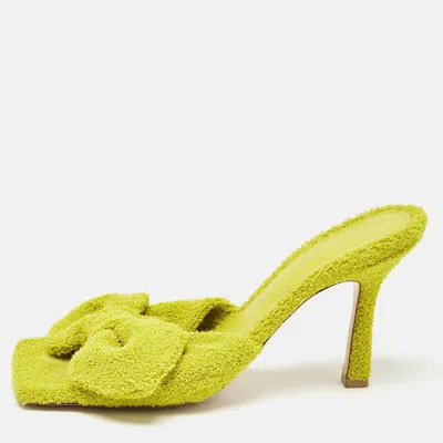 Pre-owned Bottega Veneta Green Fabric Stretch Slide Sandals Size 39