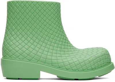 Bottega Veneta Green Fireman Boots In 3978 Siren