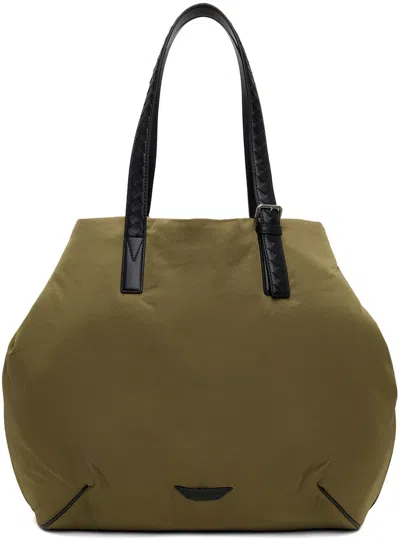 Bottega Veneta Green Insulated Tote In 2900-mud/black
