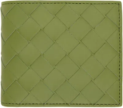 Bottega Veneta Green Intrecciato Bi-fold Coin Purse Wallet In 2442 Teal Leaf