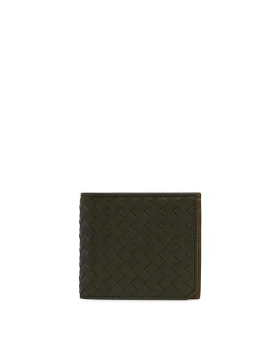 Bottega Veneta Green Intrecciato Bifold Wallet In Green Verde   #009640