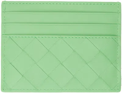 Bottega Veneta Green Intrecciato Credit Card Holder In 3979 Siren Gold