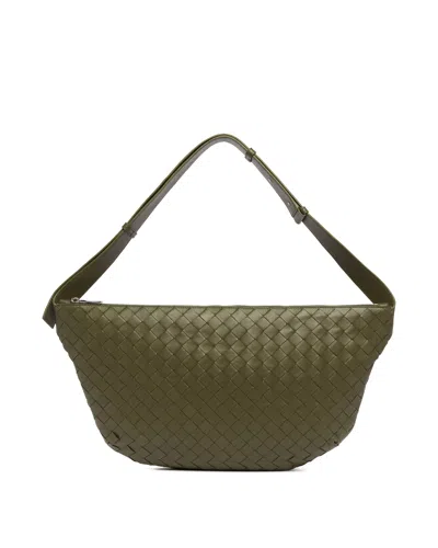 Bottega Veneta Green Intrecciato Day Sling Bag In Brown