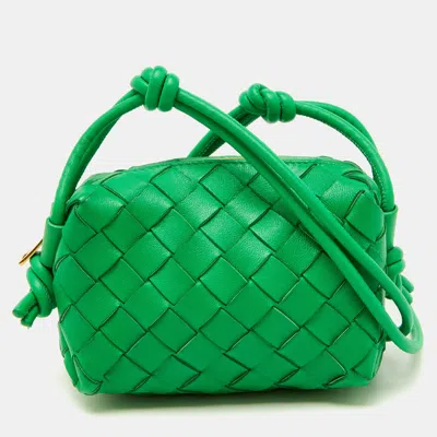 Pre-owned Bottega Veneta Green Intrecciato Leather Candy Loop Camera Bag