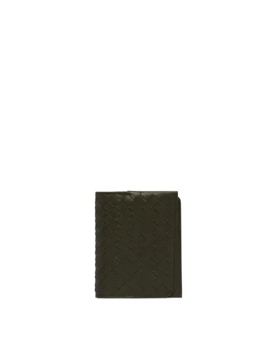 Bottega Veneta Green Intrecciato Leather Card Holder In Green Verde   #009640