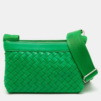 Pre-owned Bottega Veneta Green Intrecciato Leather Duo Shoulder Bag