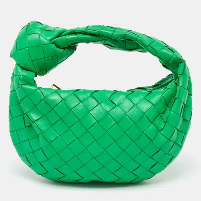 Pre-owned Bottega Veneta Green Intrecciato Leather Mini Jodie Hobo