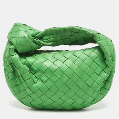 Pre-owned Bottega Veneta Green Intrecciato Leather Mini Jodie Hobo