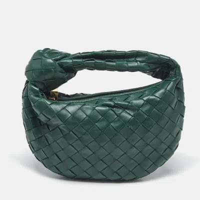 Pre-owned Bottega Veneta Green Intrecciato Leather Mini Jodie Hobo