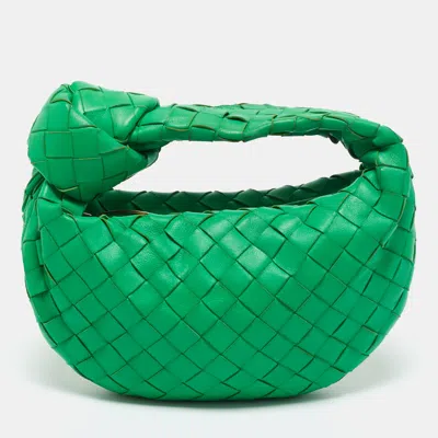 Pre-owned Bottega Veneta Green Intrecciato Leather Mini Jodie Hobo
