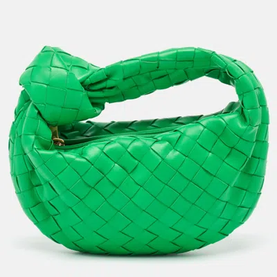Pre-owned Bottega Veneta Green Intrecciato Leather Mini Jodie Hobo