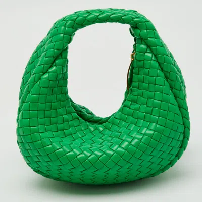 Pre-owned Bottega Veneta Green Intrecciato Leather Mini Padded Jodie Hobo
