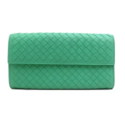 Pre-owned Bottega Veneta Green Intrecciato Long Wallet (bi-fold) ()