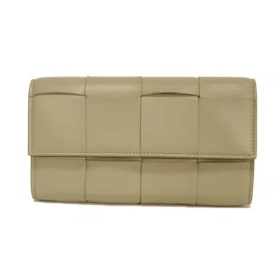 Pre-owned Bottega Veneta Green Intrecciato Long Wallet (bi-fold) ()