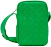 Bottega Veneta Green Intrecciato Messenger Bag In 3724 Parakeetsilver