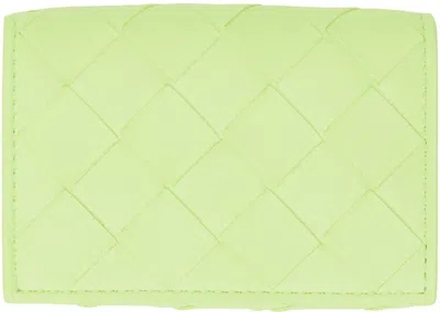Bottega Veneta Green Intrecciato Wallet In 3579 Fennel Gold