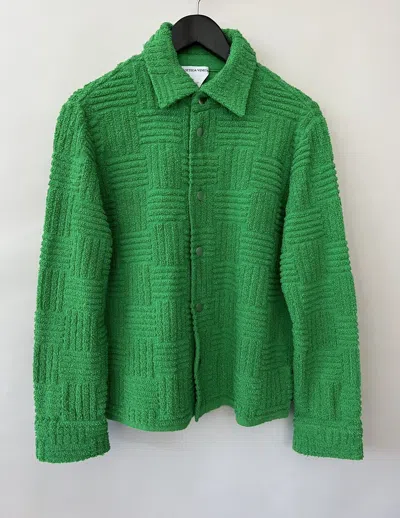 Pre-owned Bottega Veneta Green Intreccio Terry Cotton Jacket