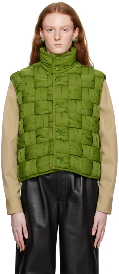 Bottega Veneta Green Intreccio Vest In 3052 Jalapeno