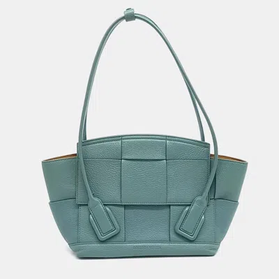 Pre-owned Bottega Veneta Green Leather Arco Tote Bag