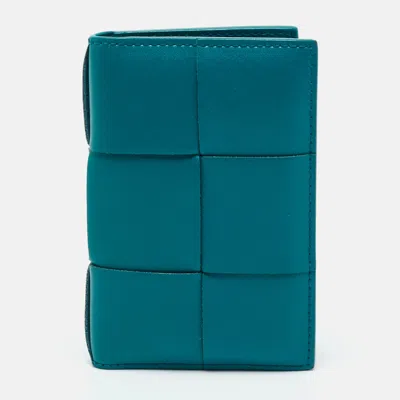 Pre-owned Bottega Veneta Green Leather Cassette Bifold Card Holder