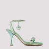 Bottega Veneta Dot Lounge Metallized Sandals In Green