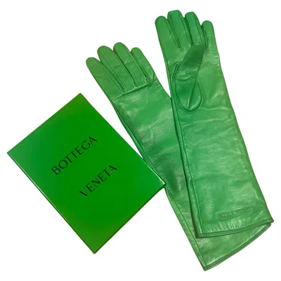 Pre-owned Bottega Veneta Green Leather Gloves With Original Box – Size 7½